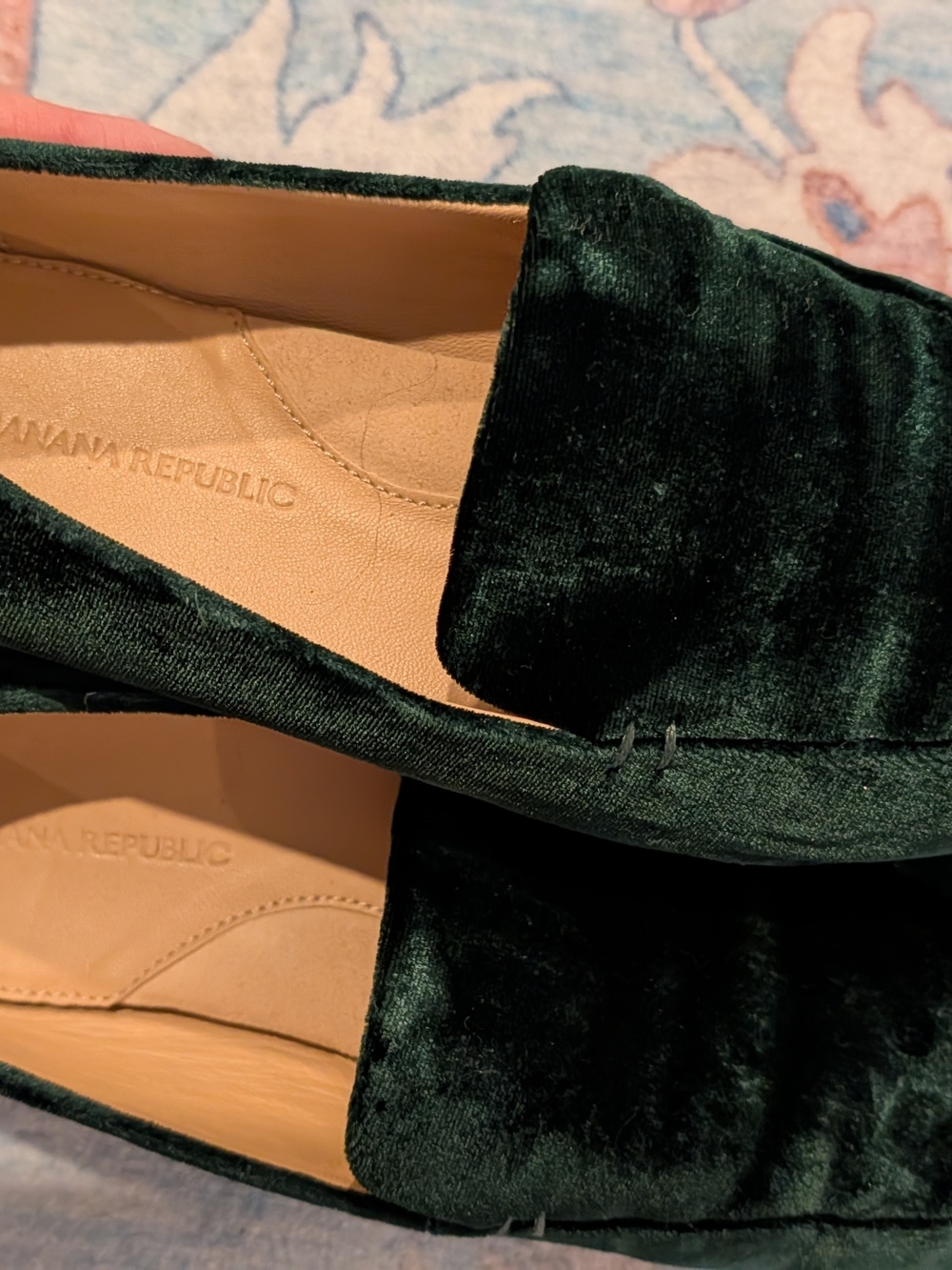 Banana Republic Forest Green Velvet Slip-On Loafers